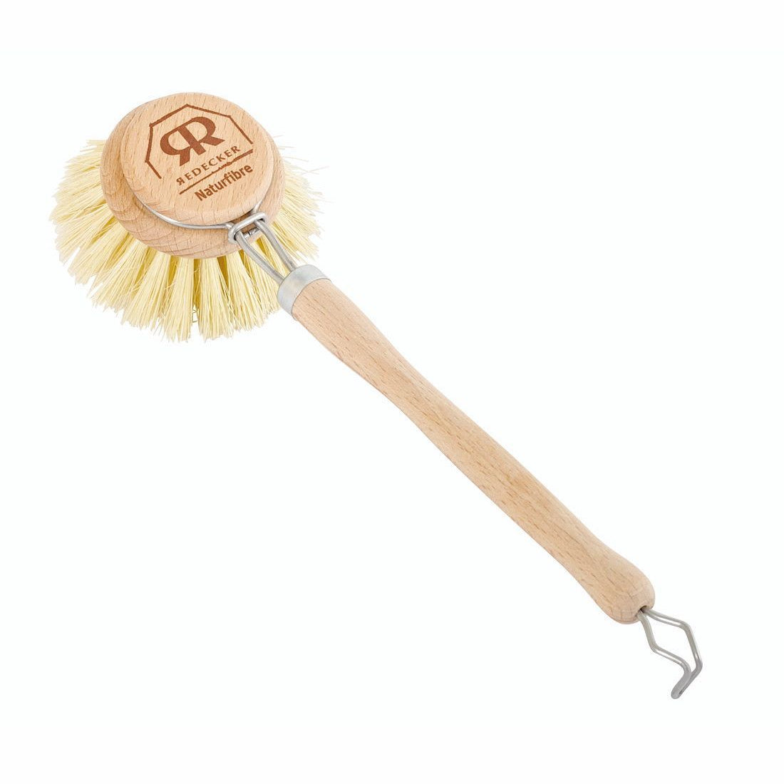 Cepillo para vajilla con mango de madera y fibras vegetales