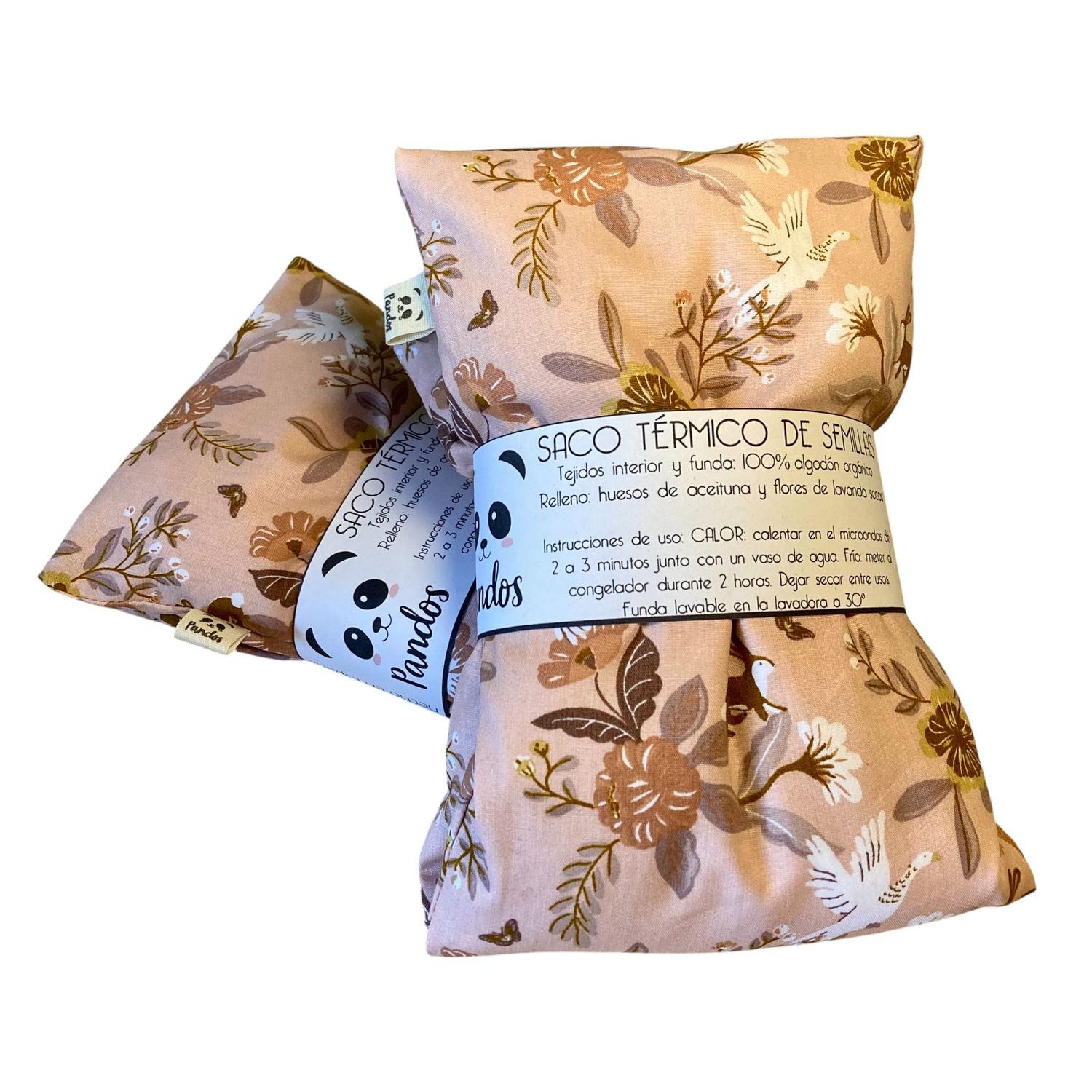Saco térmico de semillas y lavanda - Flores y pájaros